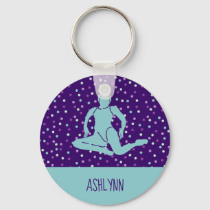 Aqua and Purple Synchronised Swimming Personalised Key Ring
