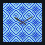 Aqua And Royal Blue Art Deco Modern  Wall Clock<br><div class="desc">Features a aqua and royal blue modern pattern. For more aqua and royal blue art decor home decor visit the rest of this shop.</div>