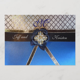 Aqua and Royal Blue Wedding Invitations