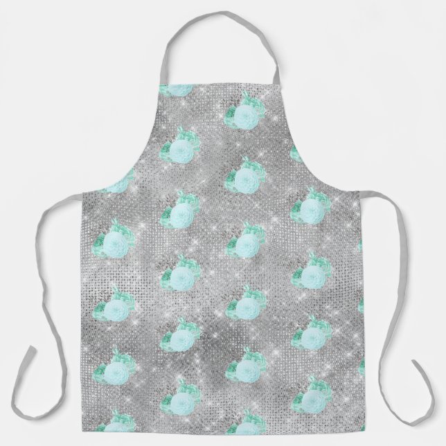 Aqua and Silver Series Design 14 Apron (Front)