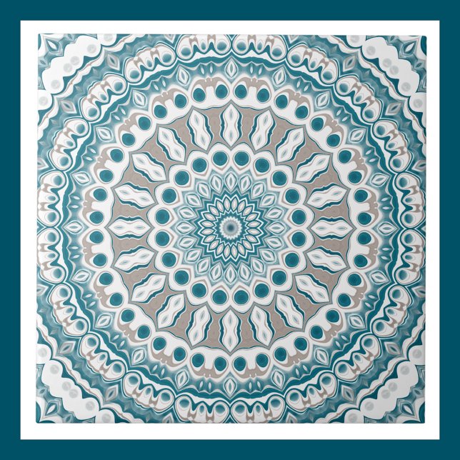 Aqua and Taupe Mandala Pattern Design Tile (Creator Uploaded)
