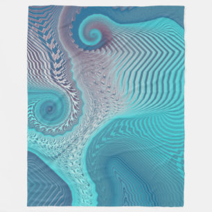 Aqua and Taupe Oceanic Swirls Abstract Fleece Blanket