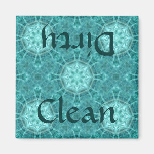 Aqua and teal fractal kaleidoscope clean/dirty magnet