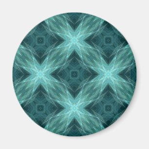 Aqua and teal fractal kaleidoscope version 4 magnet
