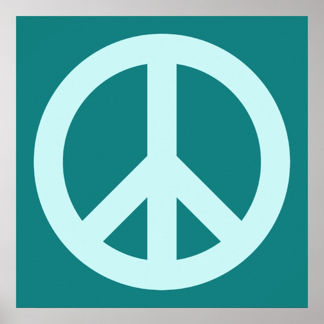 Aqua and Teal Peace Symbol Poster (Front)