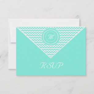 Aqua and White Chevron RSVP Card