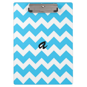Aqua and White Chevron Stripe Clipboard