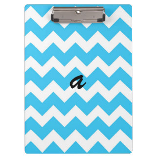 Aqua and White Chevron Stripe Clipboard