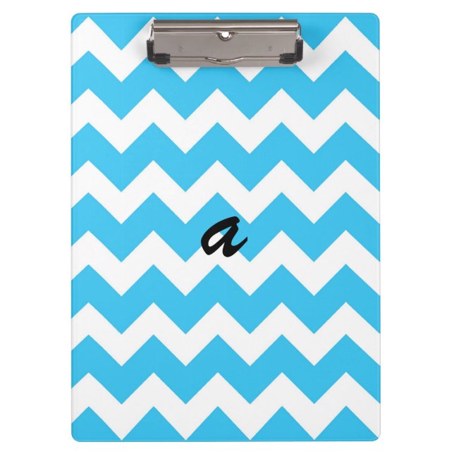Aqua and White Chevron Stripe Clipboard (Front)