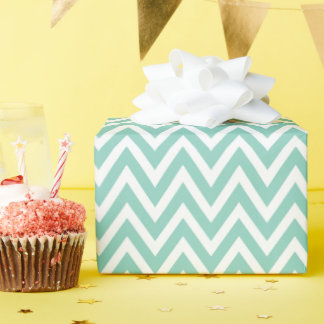 Aqua and White Chevron Wrapping Paper
