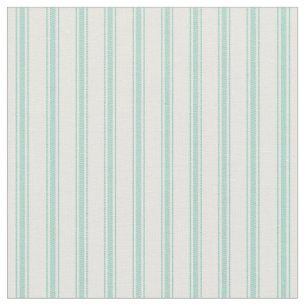 Aqua and White Classic Ticking Stripes Fabric