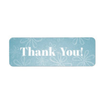 Aqua and White Flowers Thank-You! Sticker