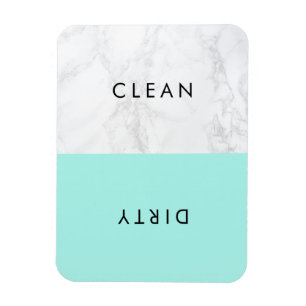 Aqua and White Marble Modern Typography Dishwasher Magnet