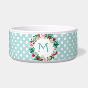 Aqua and White Polka Dots with Monogram Pet