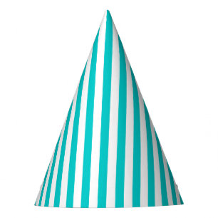 Aqua and White Striped Party Hat