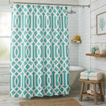 Aqua and White Trellis Pattern