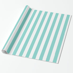 Aqua and White XL Stripe Pattern H Wrapping Paper
