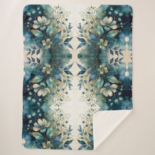 Aqua Arboretum Captivating Foliage Sherpa Blanket