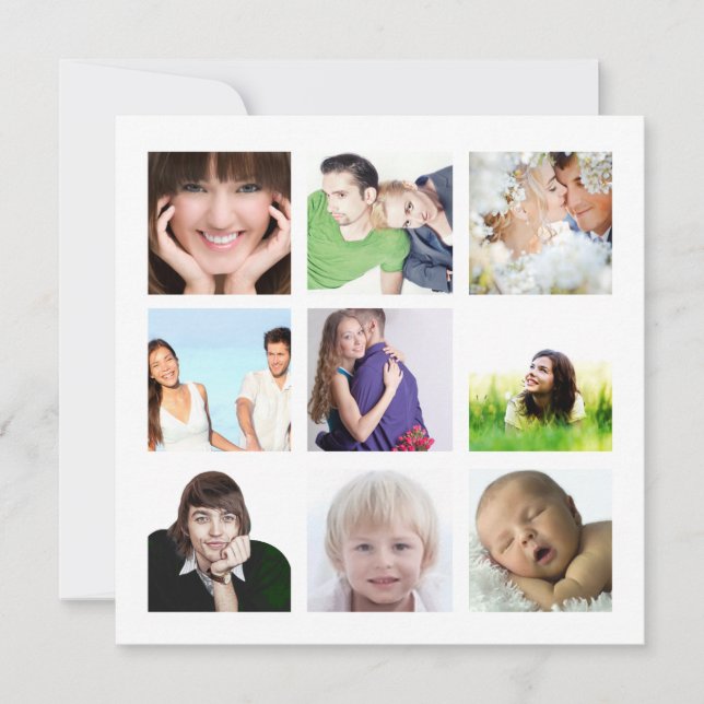 Aqua Arrows Photo Collage Holiday Cards (Front)