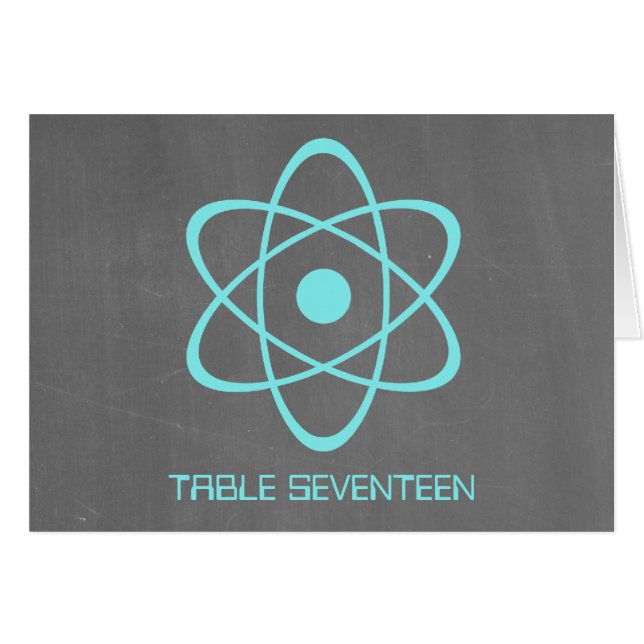 Aqua Atomic Chalkboard Table Number Card (Front Horizontal)