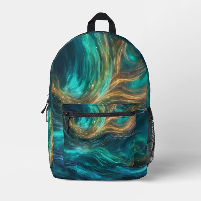 Aqua Aurora Abstract Backpack (Front)