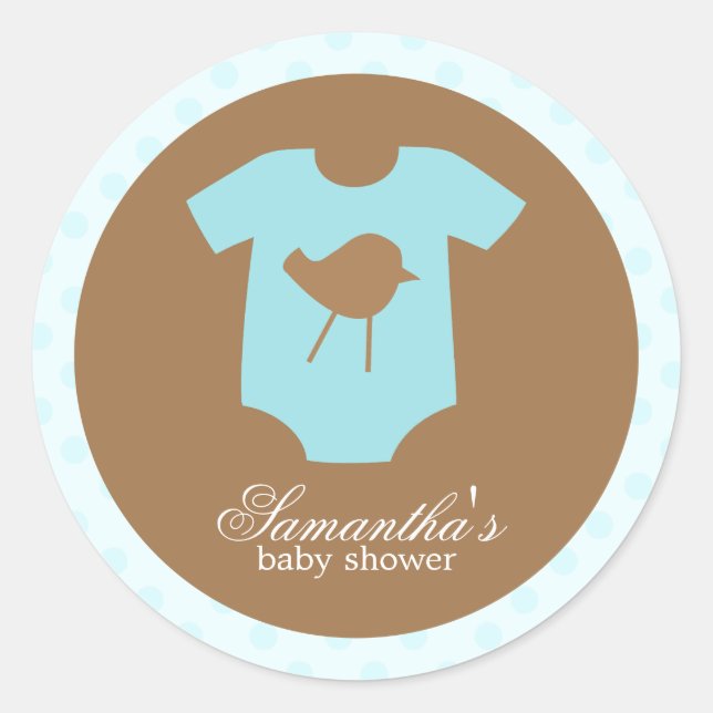 Aqua Baby Outfit Baby Shower Classic Round Sticker (Front)