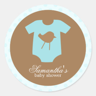 Aqua Baby Outfit Baby Shower Classic Round Sticker