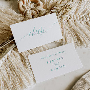 Aqua Bar Ticket Wedding Reception Drink Token Card