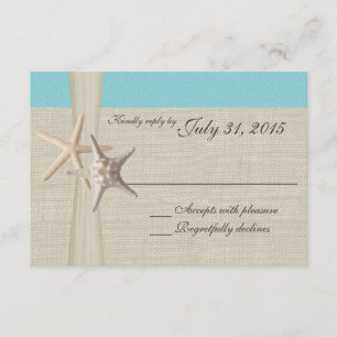Aqua Beach and Burlap Response Card