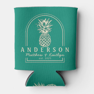 Aqua Beach Breeze Pineapple Wedding Arch & Name Can Cooler