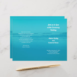 Aqua Beach Ceremony Folded Wedding Program