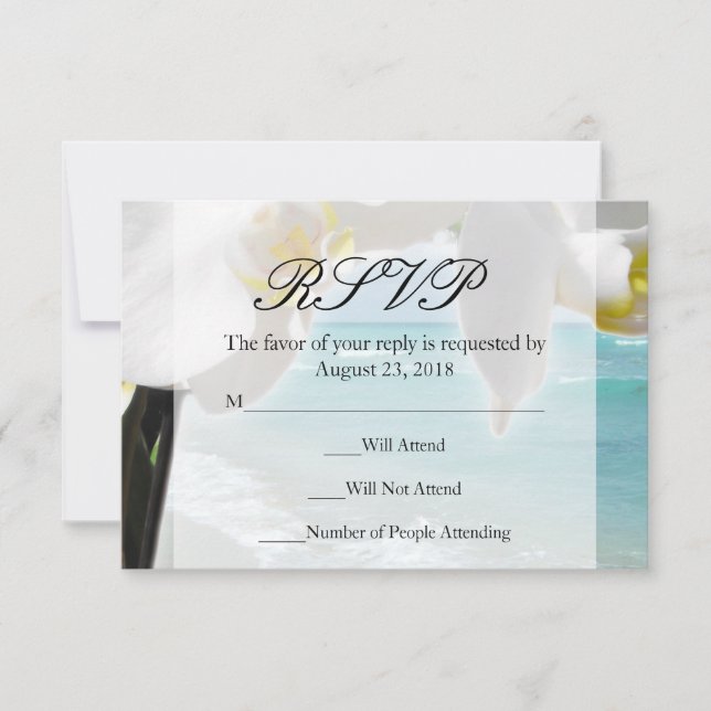 Aqua Beach Orchid RSVP Card (Front)
