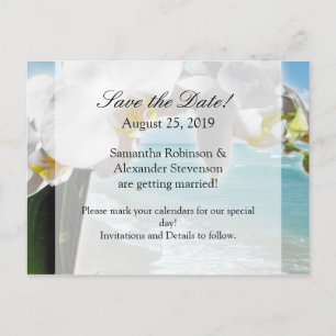 Aqua Beach Orchid Save the Date Postcard