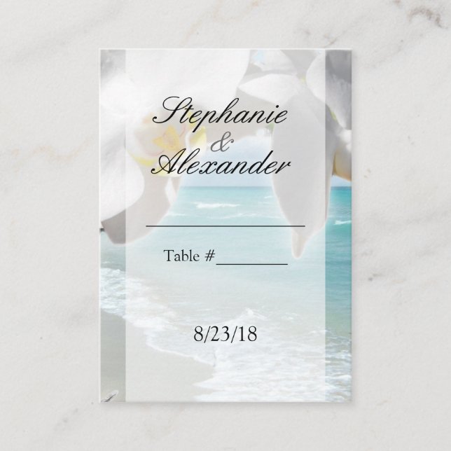 Aqua Beach Orchid Table Place Card (Front)
