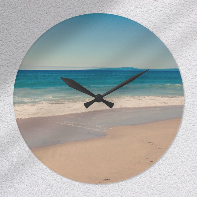Aqua Beach Scene Large Clock (Aqua Beach Scene Large Clock)