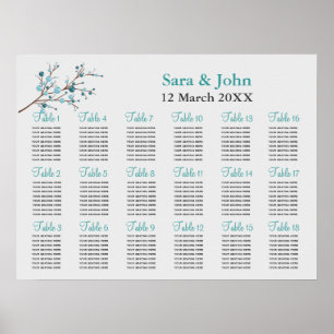 aqua berries winter wedding Seating Chart