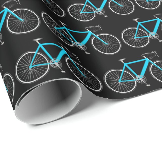 Aqua Bike On Black Wrapping Paper (Roll Corner)