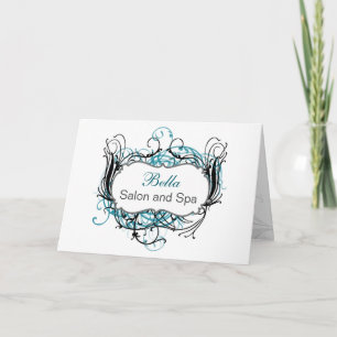 aqua black and white Chic Business Thank You Cards