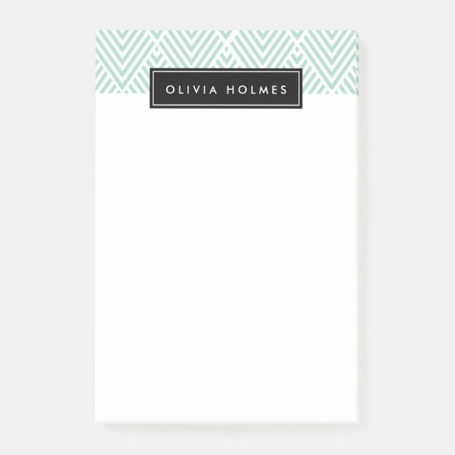 Aqua & Black Chevron Pattern Post-it Notes (Front)