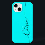 Aqua Black Elegant Calligraphy Script Name Case-Mate iPhone 14 Case<br><div class="desc">Aqua Elegant Black Calligraphy Script Custom Personalised Name iPhone 14 Smart Phone Cases features a modern and trendy simple and stylish design with your personalised name in elegant hand written calligraphy script typography on an aqua background. Designed by ©Evco Studio www.zazzle.com/store/evcostudio</div>