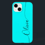 Aqua Black Elegant Calligraphy Script Name Case-Mate iPhone 14 Case<br><div class="desc">Aqua Elegant Black Calligraphy Script Custom Personalised Name iPhone 14 Smart Phone Cases features a modern and trendy simple and stylish design with your personalised name in elegant hand written calligraphy script typography on an aqua background. Designed by ©Evco Studio www.zazzle.com/store/evcostudio</div>