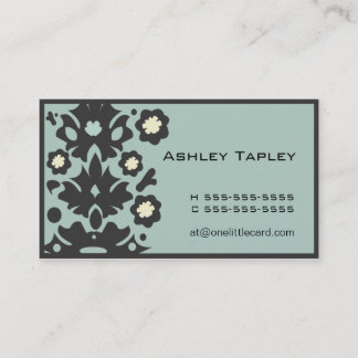 Aqua & Black Flower Power Business Card