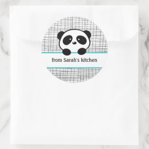 Aqua Black Panda Bear Baking and Canning Classic Round Sticker
