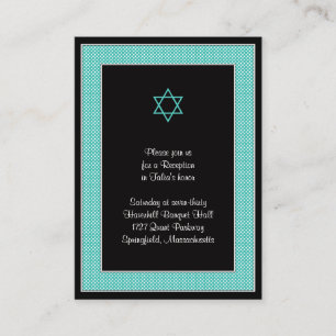 Aqua Black Polka Dots Bat Mitzvah Reception Card