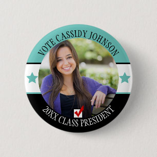 Aqua & Black School Election Student Body Vote 6 Cm Round Badge