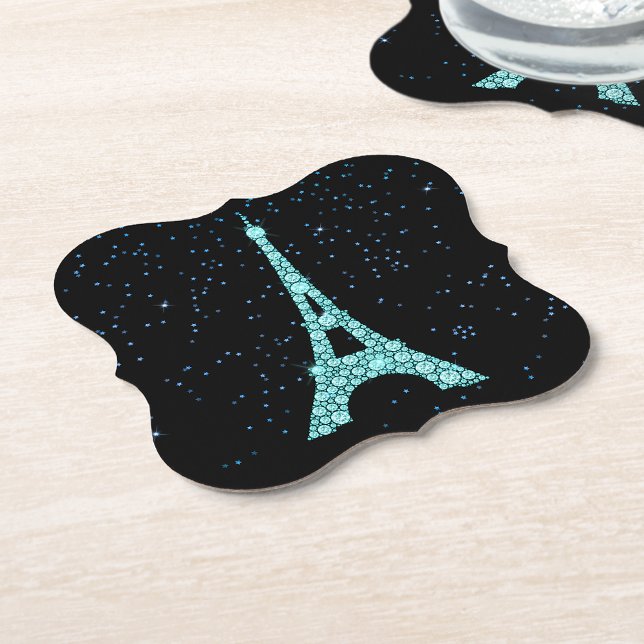 Aqua Bling Eiffel Tower Paper Coaster (Creator Uploaded)