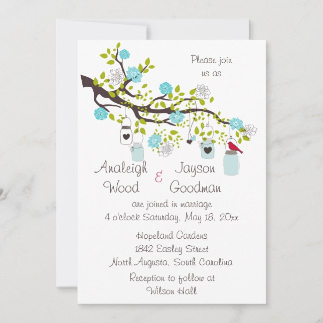 Aqua Bliss Wedding Invitations (Front)