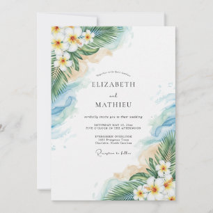 Aqua Blissful Coastal Wedding Invitation