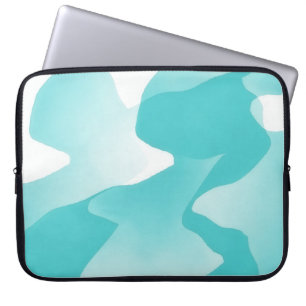 Aqua Blue Abstract Art Laptop Cover Sleeve