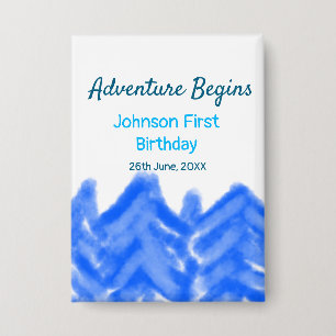Aqua blue Adventure begins 1st birthday mountain d